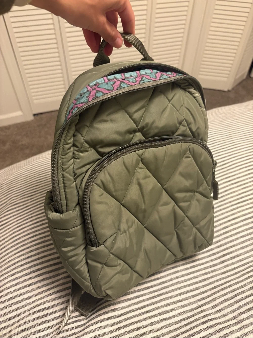 Vera Bradley Quilted Olive Mini Backpack
